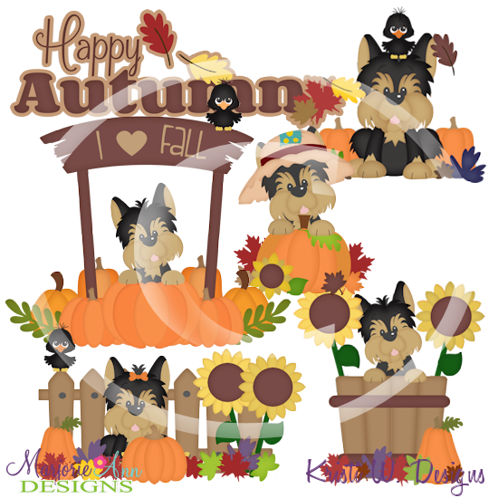 Autumn Yorkies SVG Cutting Files Includes Clipart - Click Image to Close